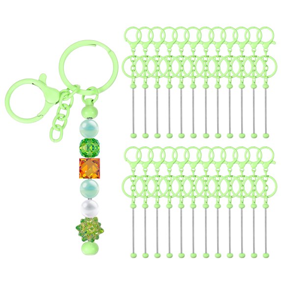 Uxcell Metal Beadable Keychains Bars with Lobster Hook Macaroon Light Green