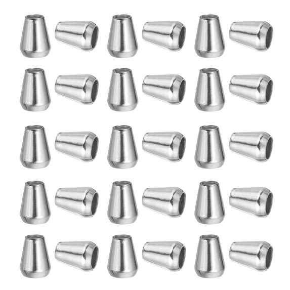 Uxcell Metal Bell Stopper, Conical Cord Ends Lock Fastener Drawstring Ropes End Stopper Silver