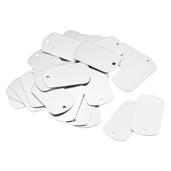 Uxcell Metal Blank Tags Stamping, 30x50mm DIY Engraving Aluminum ID Tags Silver for Craft, Decoration, Pack of 50