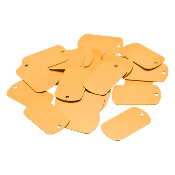 Uxcell Metal Blank Tags Stamping, 30x50mm DIY Engraving Aluminum ID Tags Yellow for Craft, Decoration, Pack of 25