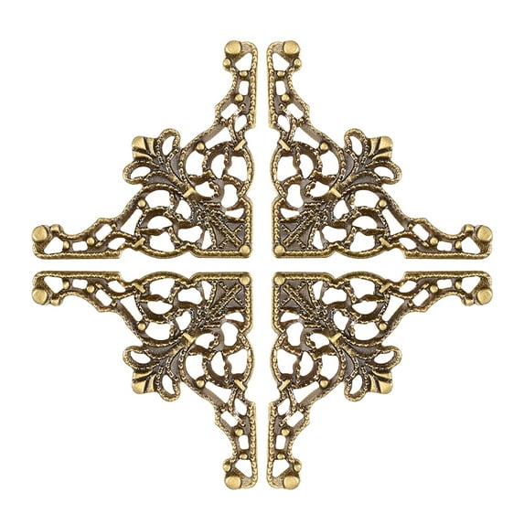 Uxcell Metal Box Corner Protectors Vintage Decor Edge Guard Protector 36 x 36 x 49mm Bronze Tone 40Pcs