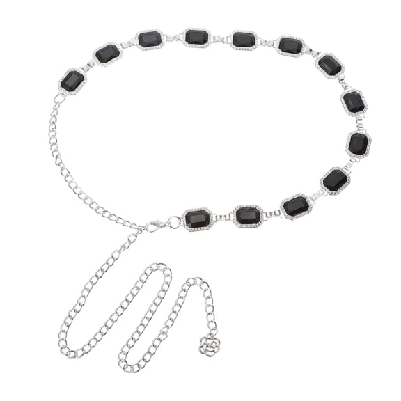 Uxcell Metal Chain Belt, Western Concho Chain Belts Rhinestone Metal Link Waist Belt for Women Dresses Jeans Country Concert Outfit, Black
