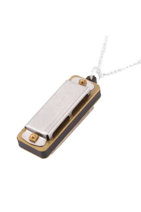 Metal Chain Necklace Style Mini Mouth Organ Silver Tone