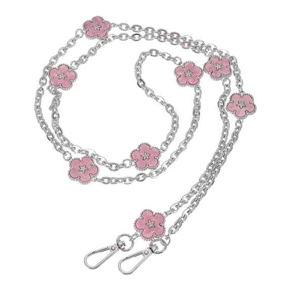 Uxcell Metal Chain Phone Lanyard, Anti Theft Crossbody Strap with Detachable Tether Tabs Pink