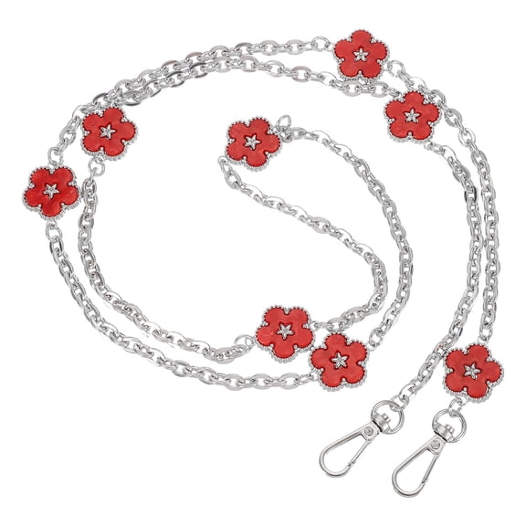 Uxcell Metal Chain Phone Lanyard, Anti Theft Crossbody Strap with Detachable Tether Tabs Red