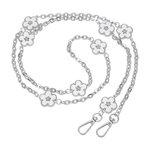 Uxcell Metal Chain Phone Lanyard, Anti Theft Crossbody Strap with Detachable Tether Tabs White