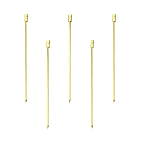 Uxcell Metal Cocktail Toothpicks Cylinder Drink Picks Cocktail Skewers 5Pack(Gold)