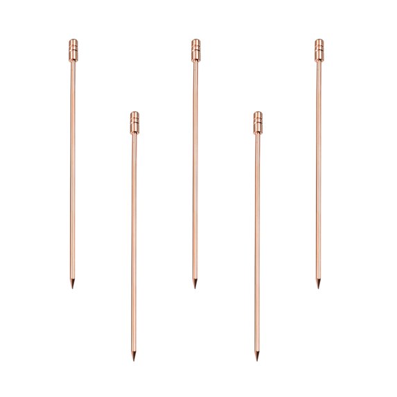 Uxcell Metal Cocktail Toothpicks Cylinder Drink Picks Cocktail Skewers 5Pack (Rose Gold)