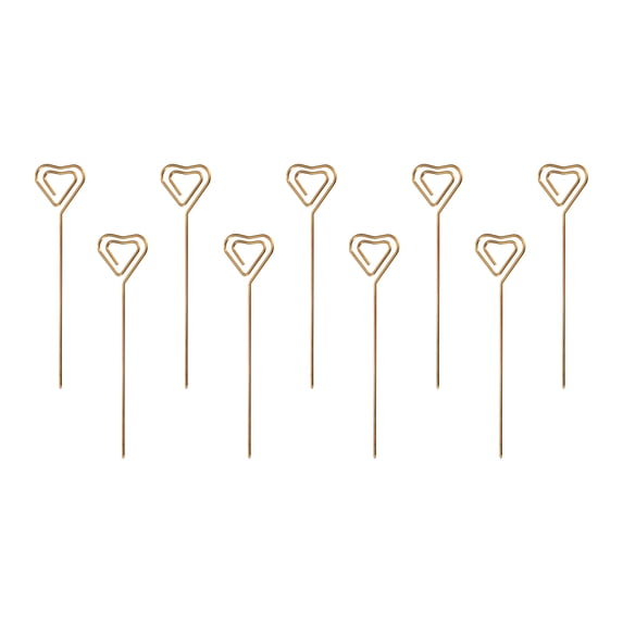 Uxcell Metal Cocktail Toothpicks Heart Shape Drink Picks Cocktail Skewers 9Pack (Rose Gold)