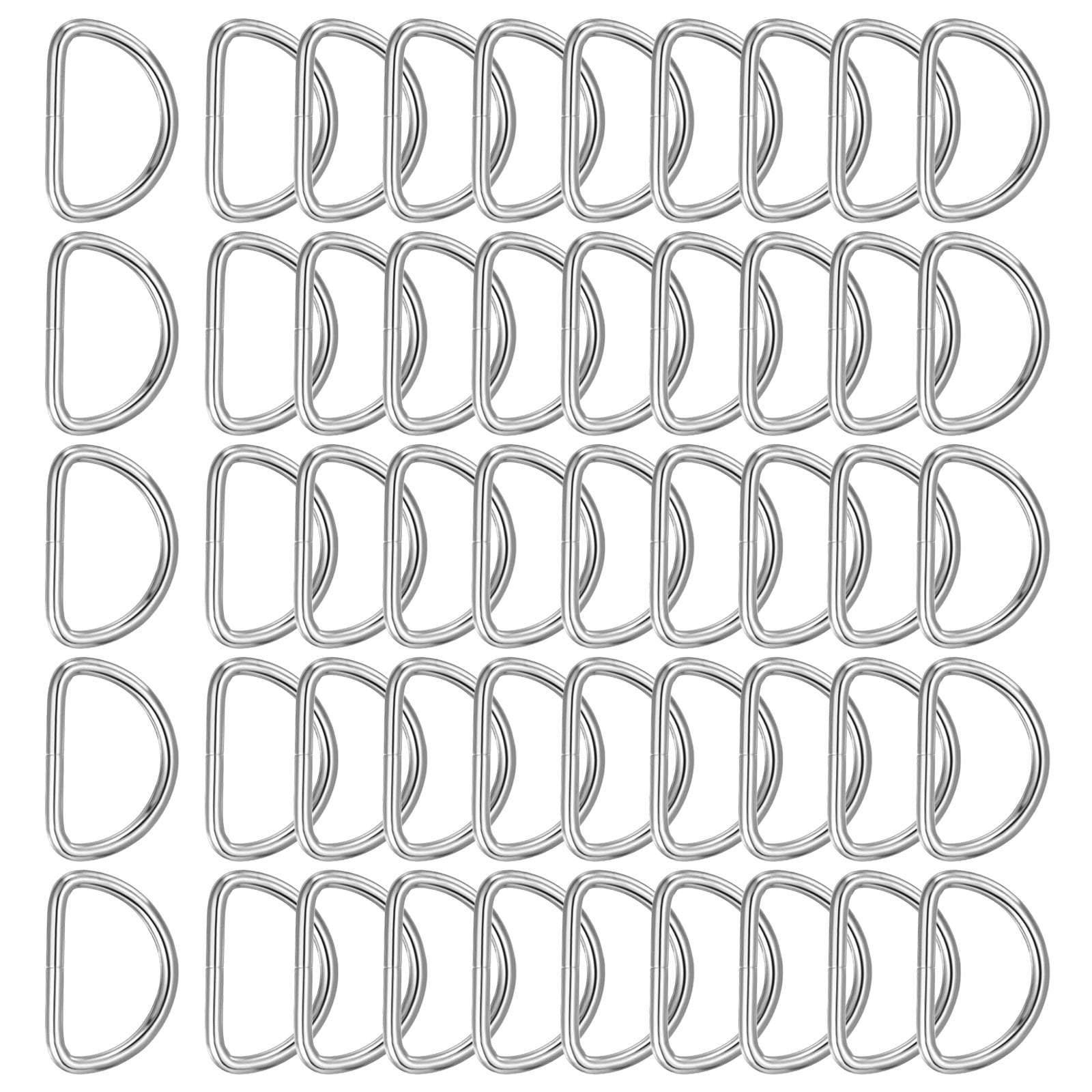 Uxcell Metal D Ring, (1-1/4", Silver)(50 Pcs), Heavy Duty Welded Solid D Rings Metal D Buckle, Suit for Bags/Backpack/Wallets/Leather/Straps/Webbing/Pet Collars/Hardware Assorted