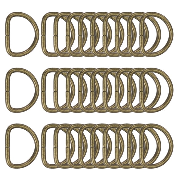 Uxcell Metal D Ring, (1", Bronze)(30 Pcs), Heavy Duty Welded Solid D Rings Metal D Buckle, Suit for Bags/Backpack/Wallets/Leather/Straps/Webbing/Pet Collars/Hardware Assorted
