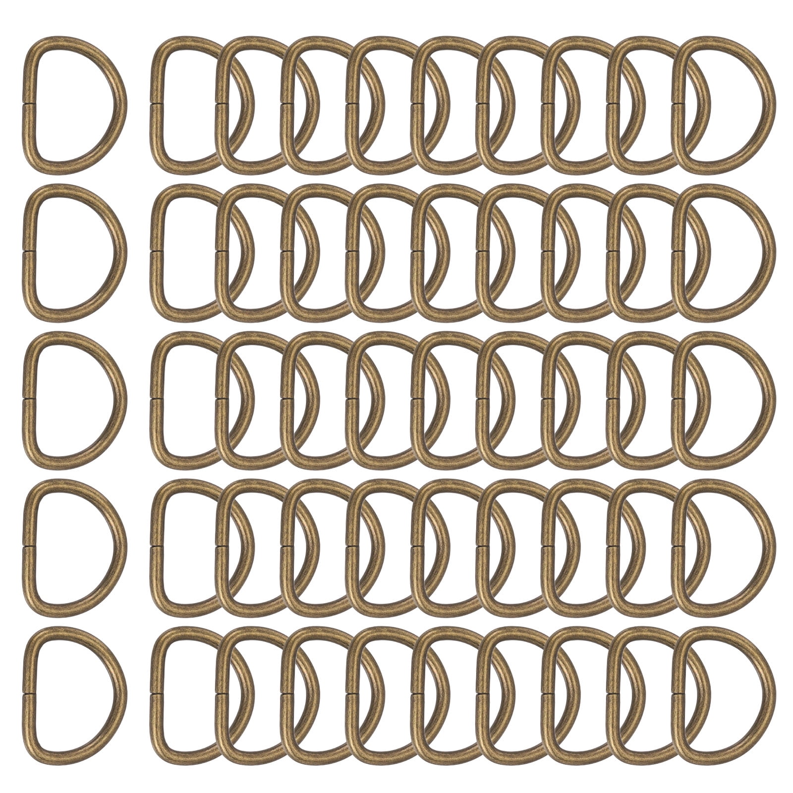 Uxcell Metal D Ring, (1", Bronze)(50 Pcs), Heavy Duty Welded Solid D Rings Metal D Buckle, Suit for Bags/Backpack/Wallets/Leather/Straps/Webbing/Pet Collars/Hardware Assorted