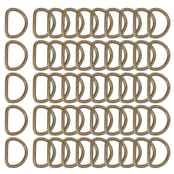 Uxcell Metal D Ring, (1", Bronze)(50 Pcs), Heavy Duty Welded Solid D Rings Metal D Buckle, Suit for Bags/Backpack/Wallets/Leather/Straps/Webbing/Pet Collars/Hardware Assorted