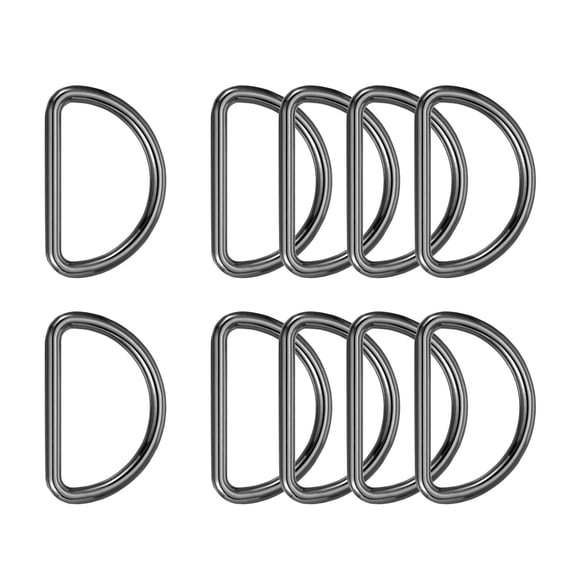 Uxcell Metal D Ring, (1", Gunmetal)(10 Pcs), Heavy Duty Welded Solid D Rings Metal D Buckle, Suit for Bags/Backpack/Wallets/Leather/Straps/Webbing/Pet Collars/Hardware Assorted