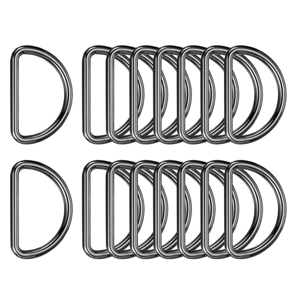 Uxcell Metal D Ring, (1", Gunmetal)(16 Pcs), Heavy Duty Welded Solid D Rings Metal D Buckle, Suit for Bags/Backpack/Wallets/Leather/Straps/Webbing/Pet Collars/Hardware Assorted