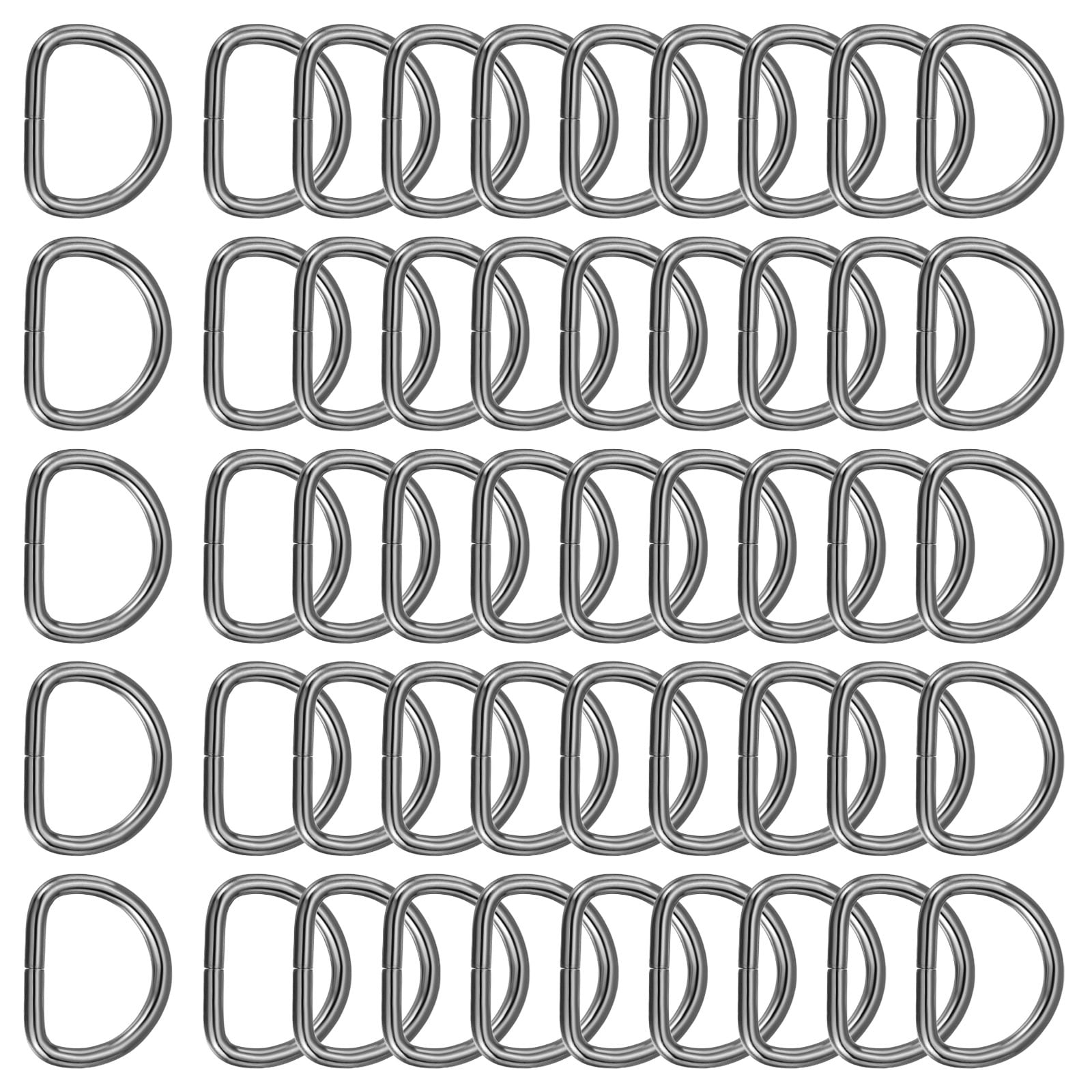 Uxcell Metal D Ring, (1", Gun Metal)(50 Pcs), Heavy Duty Welded Solid D Rings Metal D Buckle, Suit for Bags/Backpack/Wallets/Leather/Straps/Webbing/Pet Collars/Hardware Assorted