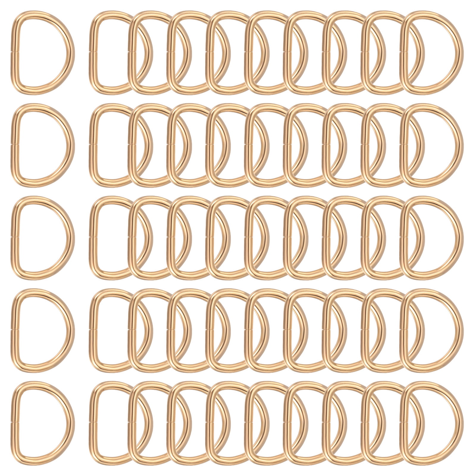 Uxcell Metal D Ring, (1", Light Gold)(50 Pcs), Heavy Duty Welded Solid D Rings Metal D Buckle, Suit for Bags/Backpack/Wallets/Leather/Straps/Webbing/Pet Collars/Hardware Assorted