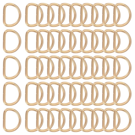 Uxcell Metal D Ring, (1", Light Gold)(50 Pcs), Heavy Duty Welded Solid D Rings Metal D Buckle, Suit for Bags/Backpack/Wallets/Leather/Straps/Webbing/Pet Collars/Hardware Assorted