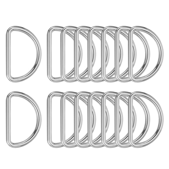 Uxcell Metal D Ring, (1", Silver)(16 Pcs), Heavy Duty Welded Solid D Rings Metal D Buckle, Suit for Bags/Backpack/Wallets/Leather/Straps/Webbing/Pet Collars/Hardware Assorted