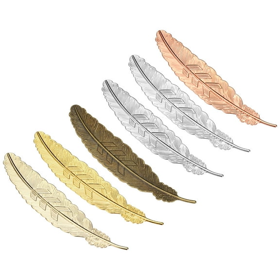 Uxcell Metal Feather Bookmarks Book Marks Page Markers Gift for Reader Book Lovers 6 Colors 6 Pack