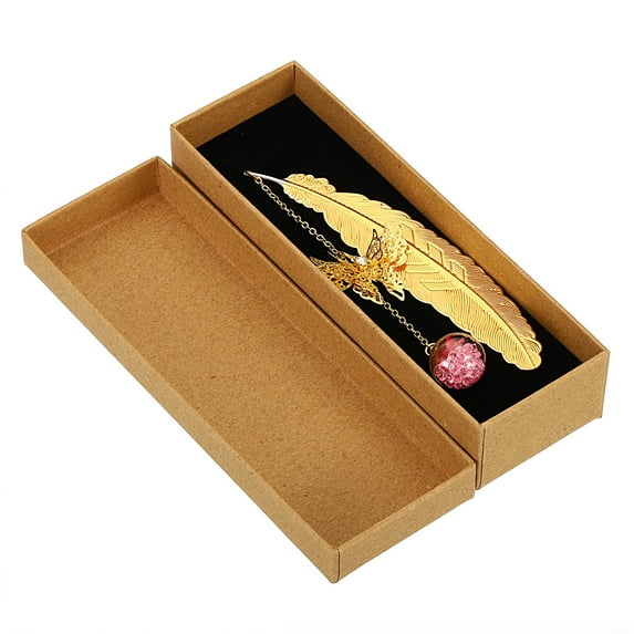 Uxcell Metal Feather Bookmarks Butterfly Book Marks Page Markers Gift Box Packaging Gold Pink Red