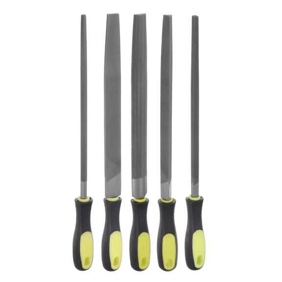 Uxcell Metal File Set 10" High Carbon Hardened Steel Cut Hand Rasp with Handle (5Pcs Kit)