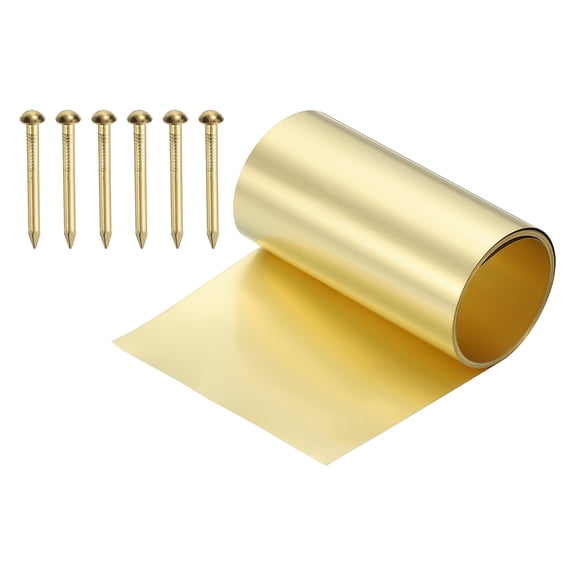 Uxcell Metal Film Brass Foil Plate, 38 Gauge x 2.4" x 78" H62 Metal Foil Plate Copper Strip Brass Roll for DIY Crafts Electrical Repairs DIY Projects Grounding, Brassy(2.4" Width)