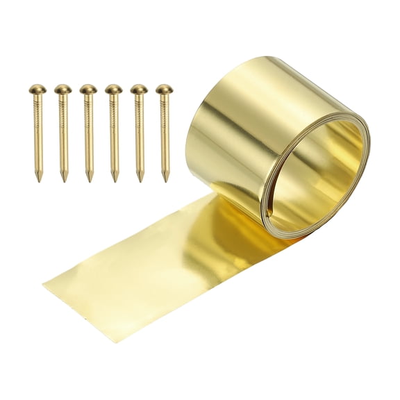 Uxcell Metal Film Brass Foil Plate, 44 Gauge x 0.8" x 78" H62 Metal Foil Plate Copper Strip Brass Roll for DIY Crafts Electrical Repairs DIY Projects Grounding, Brassy(0.8" Width)