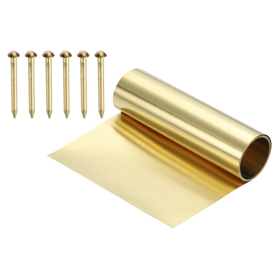 Uxcell Metal Film Brass Foil Plate, 52 Gauge x 3.9" x 39" H62 Metal Foil Plate Copper Strip Brass Roll for DIY Crafts Electrical Repairs DIY Projects Grounding, Brassy(3.9" Width)