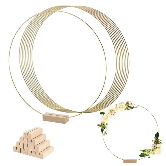 Uxcell Metal Floral Hoop 12 Inch Wreath Rings Centerpiece Table Decorations Gold Tone for DIY Wedding 10 Set