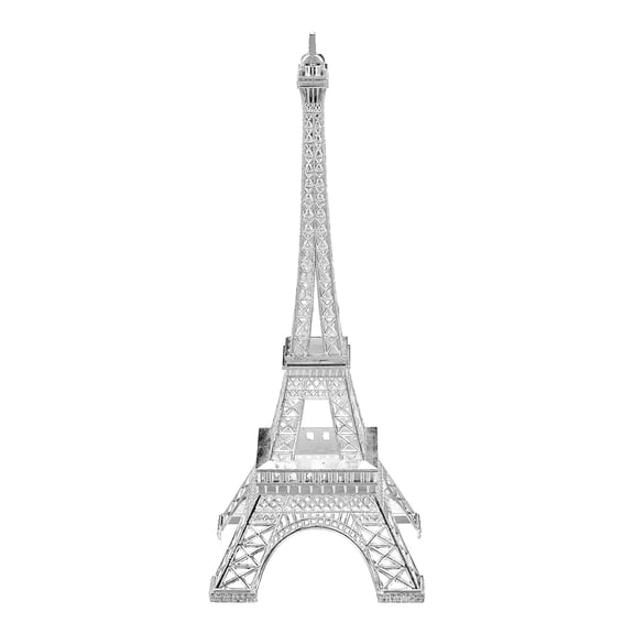 Uxcell Metal French Tower Statue, 10" Miniature Tower Ornament Metal Romantic French Architecture Decor 3D Sculpture Model for Home Desktop Ornaments Decoration Souvenir Gift, Silver