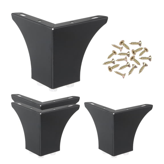 Uxcell Metal Furniture Legs Triangle Furniture Feet DIY Replacement Leg Modern Style Black 3.94 Inch