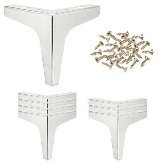 Uxcell Metal Furniture Legs Triangle Furniture Feet DIY Replacement Legs Modern Style Silver 5.12 Inch