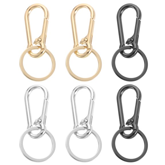 Uxcell Metal Keychain Keyring, 6 Pack Key Chain Ring Clip Sturdy Key Accessories Holder Organizer, 3 Colors