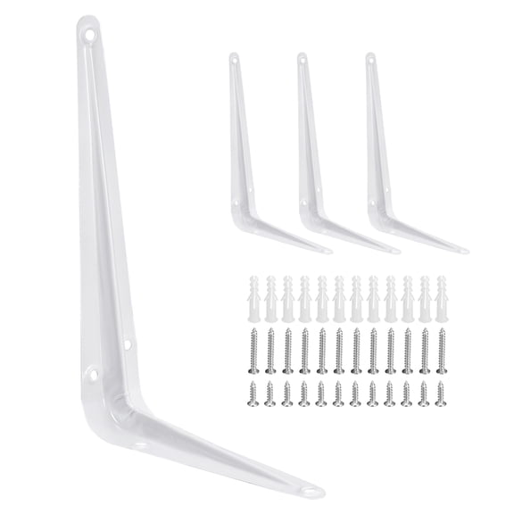 Uxcell Metal L Brackets Iron Floating Shelf Brackets Wall Angle Bracket Corner Brace 4 Set White 8 x 6 inch