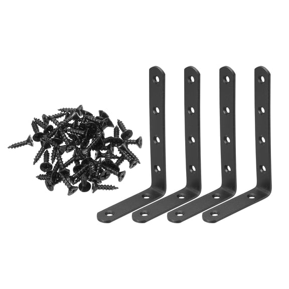 Uxcell Metal L-shape Brackets, 90 Degree l Bracket Corner Braces Cold Rolled Steel Right Angle Mounts with Screws 125mm x 75mm 4
