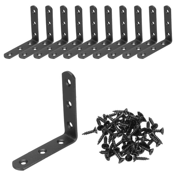 Uxcell Metal L-shape Brackets, 90 Degree l Bracket Corner Braces Cold Rolled Steel Right Angle Mounts with Screws 80mm x 80mm 10