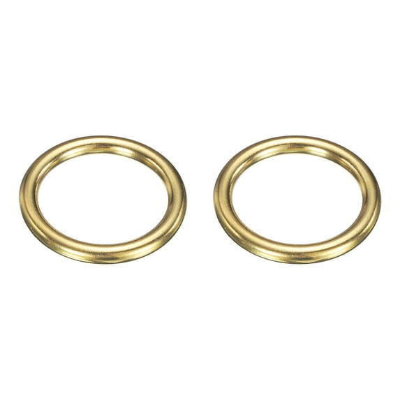 Uxcell Metal O Ring, 2 Pcs 2 Inch OD 1.5 Inch ID 6mm Thick Seamless Solid Round Brass O Rings for Dog Leashes Wall Plant Hanging Basket Bags Belts DIY Craft, Gold