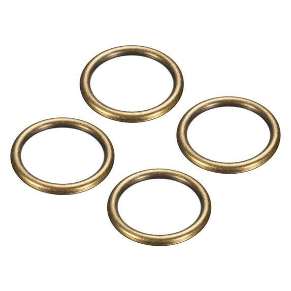 Uxcell Metal O Ring, 4 Pcs 2.4 Inch OD 1.8 Inch ID 7mm Thick Seamless Solid Round Brass O Rings for Dog Leashes Wall Plant Hanging Basket Bags Belts DIY Craft, Dark Gold