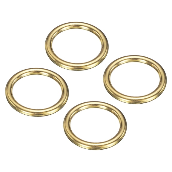 Uxcell Metal O Ring, 4 Pcs 2 Inch OD 1.5 Inch ID 6mm Thick Seamless Solid Round Brass O Rings for Dog Leashes Wall Plant Hanging Basket Bags Belts DIY Craft, Gold
