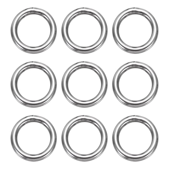 Uxcell Metal O Rings Stainless Steel Seamless Welding O-Ring Solid Heavy Round Ring Buckle 9 0.12" Thick x 0.79" OD