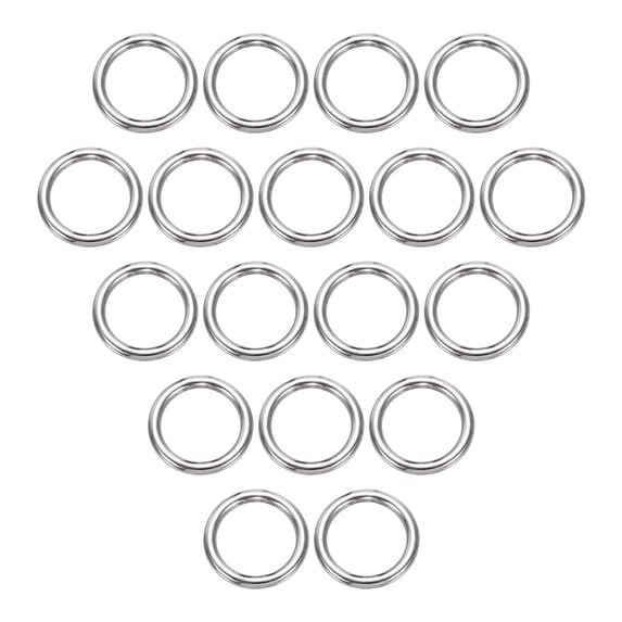 Uxcell Metal O Rings Stainless Steel Seamless Welding O-Ring Solid Heavy Round Ring Buckle 18 0.2" Thick x 1.57" OD