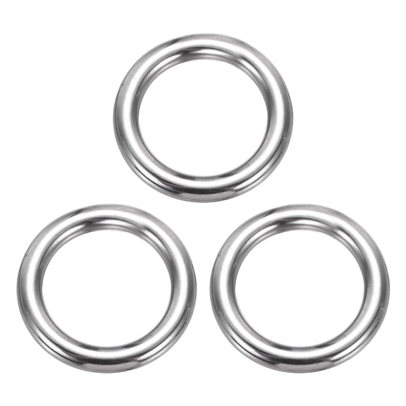 Uxcell Metal O Rings Stainless Steel Seamless Welding O-Ring Solid Heavy Round Ring Buckle 3 0.24" Thick x 1.57" OD