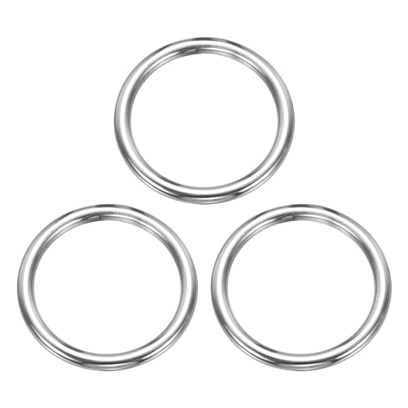 Uxcell Metal O Rings Stainless Steel Seamless Welding O-Ring Solid Heavy Round Ring Buckle 3 0.24" Thick x 2.36" OD