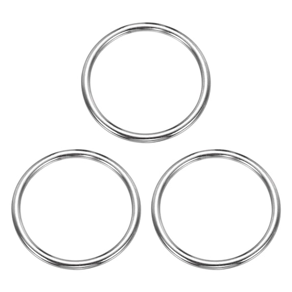 Uxcell Metal O Rings Stainless Steel Seamless Welding O-Ring Solid Heavy Round Ring Buckle 3 0.24" Thick x 3.15" OD