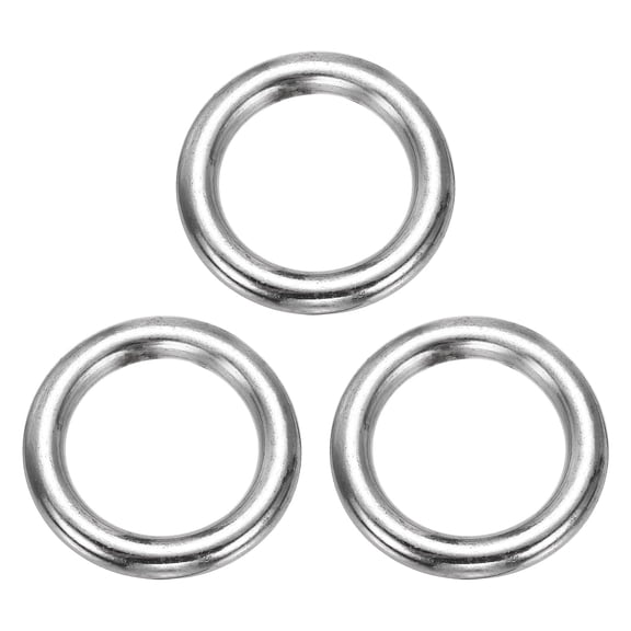 Uxcell Metal O Rings, 0.31" Thick 1.97" OD 304 Stainless Steel Seamless Welding O-Ring Solid Heavy Round Ring Buckle for Macrame Hanging Slings Rope, 3Pcs