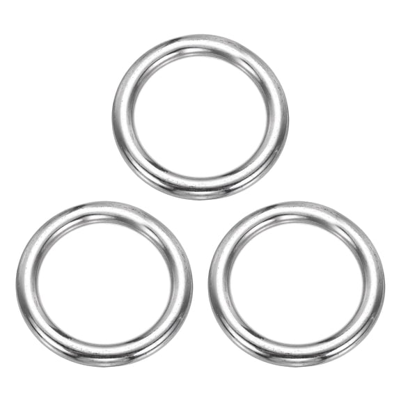 Uxcell Metal O Rings Stainless Steel Seamless Welding O-Ring Solid Heavy Round Ring Buckle 3 0.31" Thick x 2.36" OD
