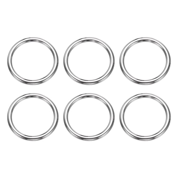 Uxcell Metal O Rings Stainless Steel Seamless Welding O-Ring Solid Heavy Round Ring Buckle 6 0.31" Thick x 3.15" OD
