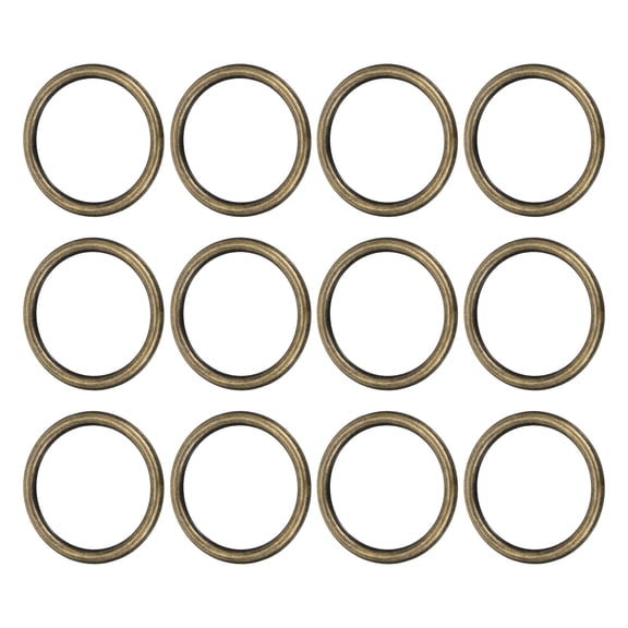 Uxcell Metal O Rings, (1" ID 0.12" Thick, Bronze) (12 Pcs), Seamless Welded Multi-Purpose Round Ring Hardware, Suit for - Belts/Bags/Dog Collar/Macrame/Hanging