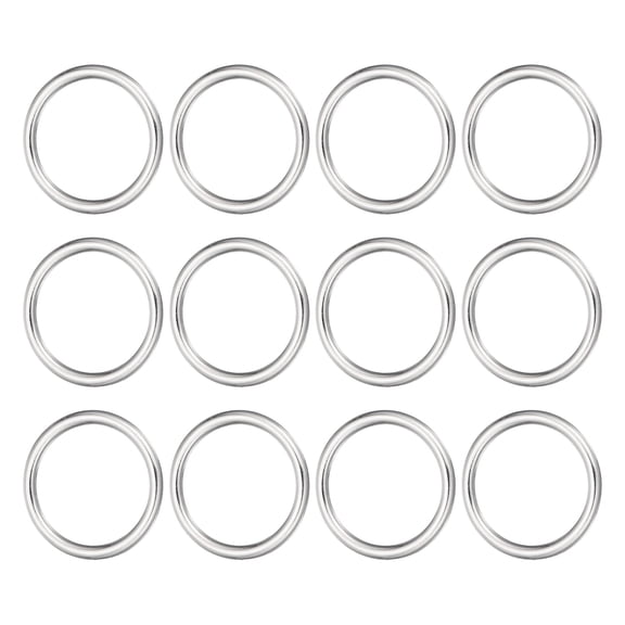 Uxcell Metal O Rings, (1" ID 0.12" Thick, Silver) (12 Pcs), Seamless Welded Multi-Purpose Round Ring Hardware, Suit for - Belts/Bags/Dog Collar/Macrame/Hanging